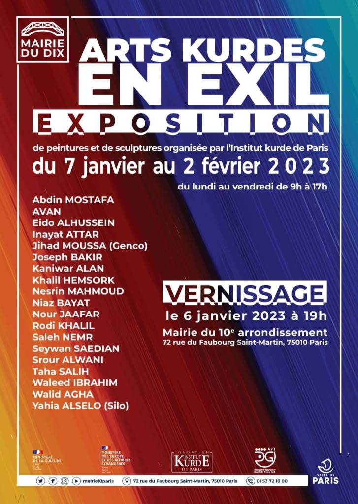 Arts Kurdes En Exil | Paris
Exposition de peintures et de sculptures organisée par l'institut kurde de Paris 